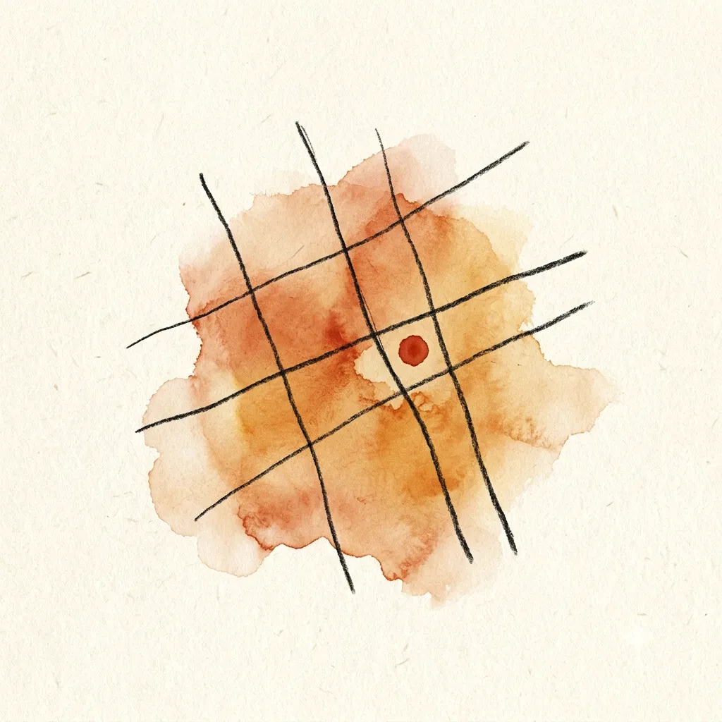 Abstract watercolour map motif marking the studio's location